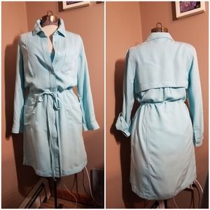 Dakini dress aqua lined shirt dress midi EUC